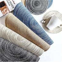 Plaunami 4 gabalai apvalūs stalo kilimėliai Ramie Placemats Maintenance Cup Pad Linen Plate Mat Decorative Table Place Mats Coasters Table Accessories Round (Spalva : 4Pcs Beige, Dydis : Didelis skersmuo 36cm