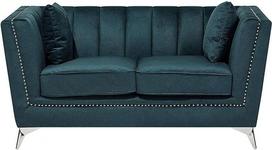 Prabangi 2 sėdimų vietų sofa Metalinės vinių galvutės apdaila Dekoratyvinės siūlės Teal Blue Gaula