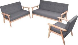 Priimamasis, sofa, sofos komplektas, minkšta sofa, sofos komplektas, 3 dalys, tamsiai pilkas audinys, skirtas svetainei, miegamajam, biurui, patogus, patvarus