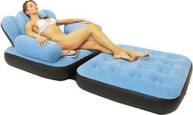 Pripučiama sofa 5-in-1 Daugiafunkcinė L formos sofa su rankomis | Nešiojama pripučiama lova Lauko sulankstomas gultas suaugusiesiems | Vandeniui atsparus poilsio krėslas kempingui, terasai