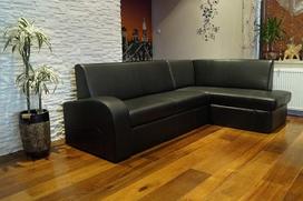 Quattro Meble Antalya 2 Papildoma natūralios odos kampinė sofa 245 x 164 cm Sofa-lova su lovos funkcija ir lovos dėže Juoda natūralios odos kampinė sofa