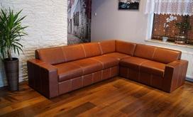 Quattro Meble Antalya I RE Natūralios odos kampinė sofa 272 x 212 cm Sofa-lova su lovos funkcija ir lovos dėže Tikros odos kampinė sofa