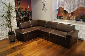 Quattro Meble Antalya Tikros odos kampinė sofa I 245 x 164 cm Sofa-lova su lovos funkcija ir lovos dėže Tikros odos kampinė sofa
