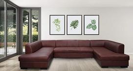 Quattro Meble Didelė natūralios odos kampinė U formos sofa London U 200 x 352 x 185 in Natūralios odos Granada Cognac Sofa sofa su miego funkcija, lovos dėžė Natūralios odos kampinė sofa Odinė sofa Didelis spalvų pasirinkimas