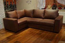 Quattro Meble Mallorca RE Natūralios odos kampinė sofa 245 x 160 cm Sofa-lova su lovos funkcija ir lovos dėže Kampinė sofa iš natūralios odos Mondial tamsiai ruda
