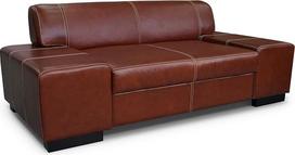 Quattro Meble Tikros odos 2 vietų sofa London 190 cm pločio odinė sofa Antique Tabac su dekoratyvinėmis siūlėmis