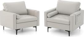 RELAX4LIFE 2 sofų-lovų rinkinys, moderni sofa su miego funkcija, nedidelė sofa su pagalvėlėmis ir atlošu, miegamasis fotelis su lovos funkcija, skirtas svetainei, 97 x 78 x 80 cm, pilka (viengulė sofa (2 dalys))