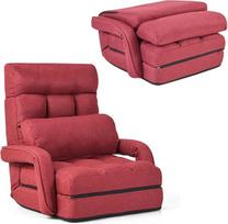 RELAX4LIFE sulankstoma sofa, grindų sofa su miego ir atsilenkimo funkcija, sulankstoma viengulė sofa su porankiu ir nugaros pagalvėle, reguliuojama sulankstoma kėdė, minkšta grindų kėdė, atlošiama kėdė namams ir biurui