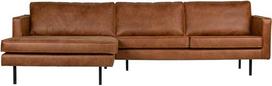 Rodeo kampinis komplektas Odinė konjako spalvos sofa Kampinė sofa Odinė sofa Ilga kėdė Kairė