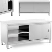 Royal Catering Centrinis stalviršio stalas su spinta ir stumdomomis durimis 180 x 70 x 85 cm