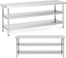 Royal Catering Nerūdijančio plieno stalviršio stalas 2 lentynos 200x60cm