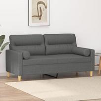 SECOLI 2-vietė sofa su dekoratyvine pagalvėle 2-vietė sofa 2-vietė sofa 2-vietė kušetė Medžiaginė sofa 2-vietė sofa maža svetainei / miegamajam / biurui / butui - tamsiai pilka - 2-vietė: 140 cm