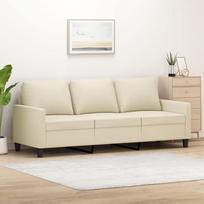 SECOLI 3 vietų sofa, dirbtinės odos maža sofa, moderni 3 vietų sofa svečiams su porankiais, tiuftuota sofa-lovesa svetainei, miegamajam, biurui, butui, 180 cm, kreminė
