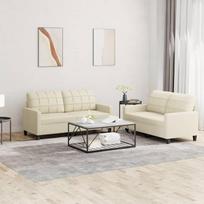 SECOLI Sofa 2 vietų sofa-lova gyvenamajam kambariui, miegamajam, biurui ir butui - 2 dalių, kreminė, dirbtinė oda