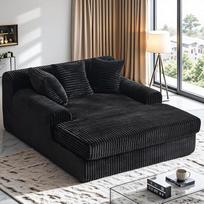 Šezlongas Vidaus sofa lova su pagalvėlėmis ir porankiais Be kaulų velveto debesų sofa miegamajam gyvenamajame kambaryje be surinkimo Juoda (juoda viengulė sofa)