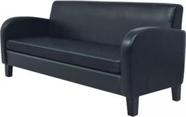 ShGaxin 3 vietų sofa, sofa, svetainės sofa, sofa su miego funkcija, miegamojo sofa, jaunimo sofa, poilsio sofa, dirbtinė oda, juoda