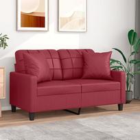ShGaxin 3200801 2-vietė sofa su dekoratyvinėmis pagalvėlėmis Vyno raudona 120 cm dirbtinė oda, Sofos ir kušetės, Sofa svetainė, Sofa paauglių kambariui, Sofa poilsiui, Sofa miegamajam, Miegamojo sofa, Minkšta sofa