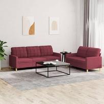 ShGaxin 3201312 2 dalių sofos komplektas su pagalvėle Vyno raudonas audinys, sofa su poilsio funkcija, sofos komplektas, svetainės sofa, sofa, sofos komplektas