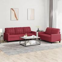 ShGaxin 3201381 2 dalių sofos komplektas su pagalvėle Vyno raudona dirbtinės odos sofa su relaksacine funkcija Sofos komplektas Svetainės sofos sofos komplektas