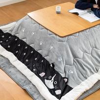 Šildymo stalas Kvadratinis 75 cm Žiemos Tatami kavos staliukas Japonijos stiliaus šiltas stalas 4 dalių stalas + šildytuvas + antklodė + antklodės (Spalva: pilka, Dydis: 75x75 cm)