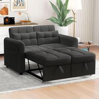 Šiuolaikinė dvigulė sulankstoma sofa-lova, 2 sėdimų vietų sofa-lova su miego funkcija, su reguliuojamomis atlošo ir porankių kišenėmis bei pagalvėlėmis, USB įkrovimo prievadu, skirta svetainei, miegamajam, biurui (pilka C)