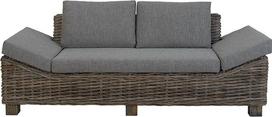 Skoninga rotango sofa, pagaminta iš neluptos natūralios medžiagos / elegantiška sofa, skirta stiliui vertinti, su aukštos kokybės apmušalais iš tikro rotango (pilka)