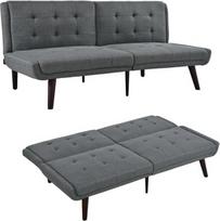 Sofa lova 146 cm su miego funkcija, 5 kryptimis reguliuojama sofa lova mažoms erdvėms, 2 sėdimų vietų futono sofa lova kaip svečių lova svetainėje, pilka