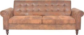 Sofa lova su porankiais, Chesterfield išvaizdos sofa su atlošu ir nuimama sėdynės pagalve, sofa lova, svečių lova, lova, miego funkcija, 3 atsilenkimo padėtys, sofos komplektas, dirbtinė oda, ruda spalva