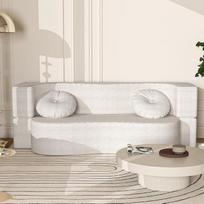 Sofa lova Sulankstoma sofa lova 2 vietų sofa-lova, didelio tankio putų grindų čiužinys, "Lazy Lounge" sofa-lova bendrabučio/žaidimų kambaryje, nereikia surinkti, balta