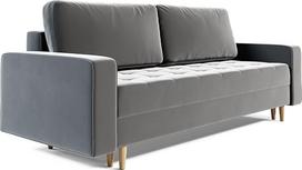 Sofa su medinėmis kojelėmis, skandinaviško stiliaus sofa-lova, miego funkcija, sofa-lova, minkšta sofa, kušetė, pakreipiama sofa, lovos antklodė, miegamasis paviršius: 238 x 91 cm (Pilka - Itaka 51)