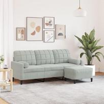Sofa, sofa su kojūgaliais, porankiais, metaliniu rėmu, minkšta sofa svetainei, svetainės sofa, šviesiai pilka, 180 cm