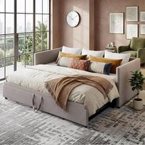 Sofa-lova 90/180 x 200 cm, dvivietė sofa su miego funkcija, išskleidžiama lova į dvigulę lovą, išskleidžiama dieninė lova, išskleidžiama sofa, ištraukiama lova, sofa-lova, aksominė, be čiužinio (pilka)