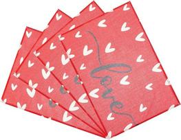 STOBAZA 4 Stück Tischsets aus Kunstleder mit Liebesmuster Waschbare Platzsets für Esstisch Küchentisch Party Abwaschbare Tischmatten zum Valentinstag