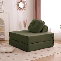 Sulankstoma sofa kušetė atminties putų su pagalve miegojimo kėdė Tinginė kušetė Triple Futon Konvertuojamos svečių lovos Skalbiamas dangtelis žalias 80 cm