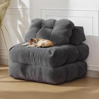 Sulankstoma sofa-lova, 3-in-1 sofa-lova kaip sofa ir svečių lova, su galvos ir juosmens pagalvėlėmis, patvarus laidas svetainei, miegamajam, pilka, 190 x 85 x 20 cm