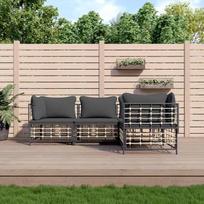 Svetainės baldų komplektai, svetainės baldų komplektai, sofa lova, 4-TLG. Garten-Lounge-Set mit Kissen Anthrazit Poly Rattanmodular Sofa,Modular Couch,Outdoor Patio Furniture,