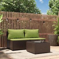 Svetainės baldų komplektai, svetainės sofos komplektai, sofa lova, 3 dalių sodo poilsio komplektas su pagalvėlėmis, rudos spalvos modulinė rotango sofa, modulinė sofa, lauko terasos baldai