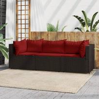 Svetainės baldų komplektai, svetainės sofos komplektai, sofa lova, 3 dalių sodo poilsio komplektas su pagalvėlėmis, rudos spalvos modulinė rotango sofa, modulinė sofa, lauko terasos baldai