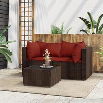 Svetainės baldų komplektai, svetainės sofos komplektai, sofa lova, 3 dalių sodo poilsio komplektas su pagalvėlėmis, rudos spalvos modulinė rotango sofa, modulinė sofa, lauko terasos baldai
