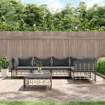 Svetainės baldų komplektai, svetainės sofos komplektai, sofa lova, 6-TLG. Garten-Lounge-Set mit Kissen Anthrazit Poly Rattanmodular Sofa,Modular Couch,Outdoor Patio Furniture,