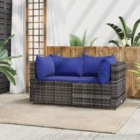 Svetainės baldų komplektai, svetainės sofos, sofa lova, sodo kampinės sofos su pagalvėlėmis, 2 vnt., pilkos spalvos rotango modulinė sofa, modulinė sofa, lauko terasos baldai