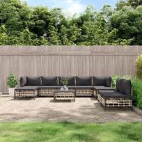 Svetainės baldų komplektai, svetainės sofų komplektai, sofa lova, 10 dalių sodo poilsio komplektas su pagalvėlėmis, antracitas, poliaratano modulinė sofa, modulinė sofa, modulinė sofa, lauko terasos baldai