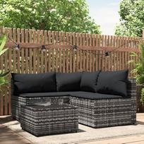 Svetainės baldų komplektai, svetainės sofų komplektai, sofa lova, 4 dalių sodo poilsio komplektas su pagalvėlėmis, pilkos spalvos rotango modulinė sofa, modulinė sofa, lauko terasos baldai,