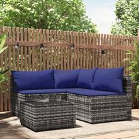 Svetainės baldų komplektai, svetainės sofų komplektai, sofa lova, 4 dalių sodo poilsio komplektas su pagalvėlėmis, pilkos spalvos rotango modulinė sofa, modulinė sofa, lauko terasos baldai,