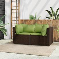 Svetainės baldų komplektai, svetainės sofų komplektai, sofa lova, sodo kampinės sofos su pagalvėlėmis, 2 vnt., rudos spalvos rotango modulinė sofa, modulinė sofa, lauko terasos baldai,