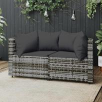 Svetainės baldų komplektai,Svetainės baldų komplektai,Sofa lova,Garten-Ecksofas mit Kissen 2 STK. Grau Poly Rattanmodulinė sofa,modulinė kušetė,lauko terasos baldai,