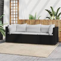 Svetainės baldų komplektas, svetainės sofų komplektai, sofa lova, 3 dalių sodo poilsio komplektas su pagalvėlėmis, juoda modulinė rotango sofa, modulinė sofa, lauko terasos baldai,