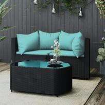 Svetainės baldų komplektas, svetainės sofų komplektai, sofa lova, 3 dalių sodo poilsio komplektas su pagalvėlėmis, juoda modulinė rotango sofa, modulinė sofa, lauko terasos baldai,