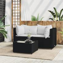 Svetainės baldų komplektas, svetainės sofų komplektai, sofa lova, 3 dalių sodo poilsio komplektas su pagalvėlėmis, juoda modulinė rotango sofa, modulinė sofa, lauko terasos baldai,
