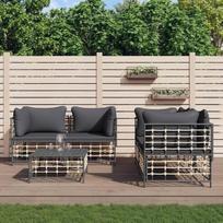 Svetainės baldų komplektas, svetainės sofų komplektai, sofa lova, 5 dalių sodo poilsio komplektas su pagalvėlėmis, antracitas, modulinė sofa iš poliaratano, modulinė sofa, lauko terasos baldai,